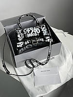 Женская сумочка, клатч отличное качество Balenciaga Hourglass Small Handbag Graffiti in Black 21 х 12 х 10