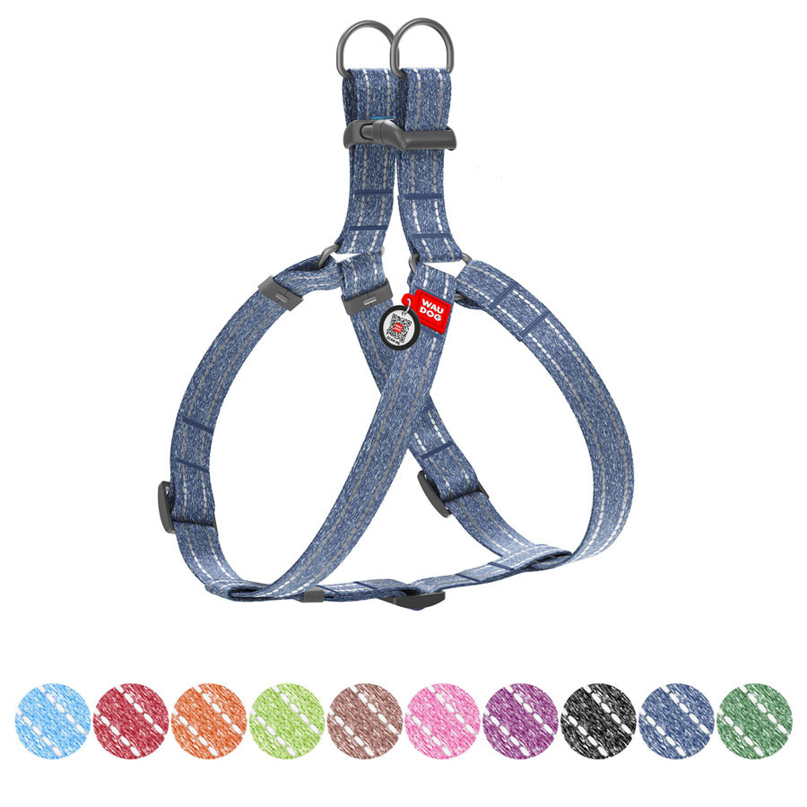 Шлея з відновленої бавовни WAUDOG Re-cotton з QR-паспортом, світловідбивна, пластиковий фастекс, S, Ш 15, фото 1