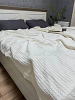 Хлопковое покрывало на диван легкий Плед косичка от производителя Плед Турция Отличные качественные пледы белый
