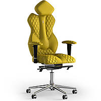 Кресло KULIK SYSTEM ROYAL Экокожа с подголовником со строчкой Желтый (5-901-WS-MC-0211) PZ, код: 1692645