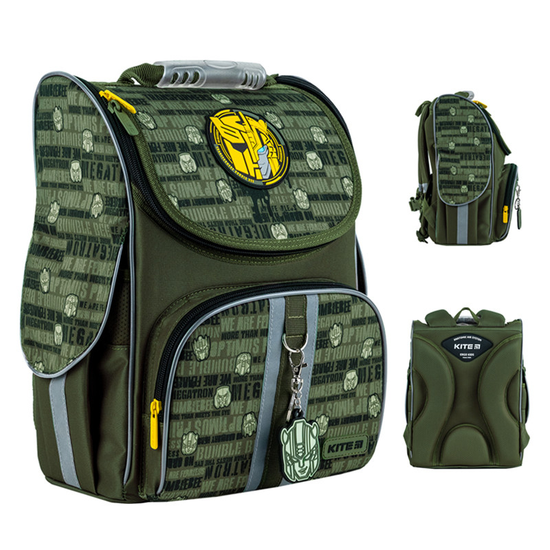 Рюкзак шкільний каркасний Kite Transformers TF24-501S 35x25x13 см хакі
