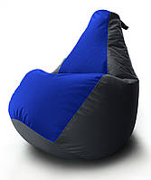 Кресло мешок Груша Coolki комби XL 85x105 Черный с Синим 02 Оксфорд 600D PZ, код: 6719637