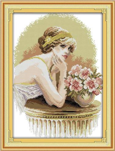Набір для вишивання за нанесеною на канву схемою "Noblewoman". AIDA 14CT printed 34*44 см