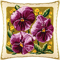 Набір для вишивання декоративної подушки Чарівниця Фіалки 40×40 см V-45 MY, код: 7243000