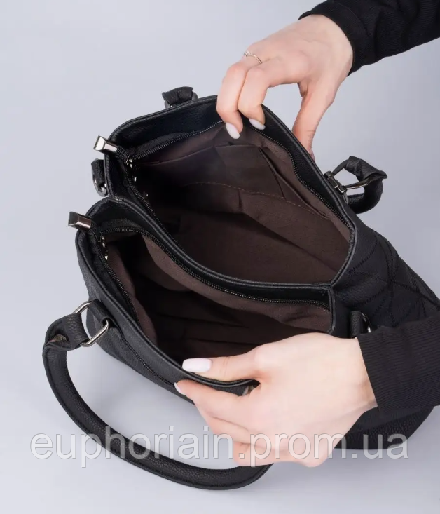 Стильная женская сумка эко кожа черная Отличное качество - фото 4 - id-p2161478654