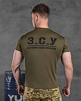 Тактическая футболка ЗСУ хаки полиэстер с липучками, мужская военная летняя потоотводящая, футболка ЗСУ олива