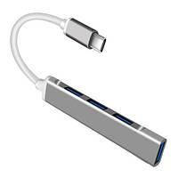 Концентратор USB-хаб RIAS С-809 Type-C 4 порта USB 3.0 Silver (3_00419) PZ, код: 7545210