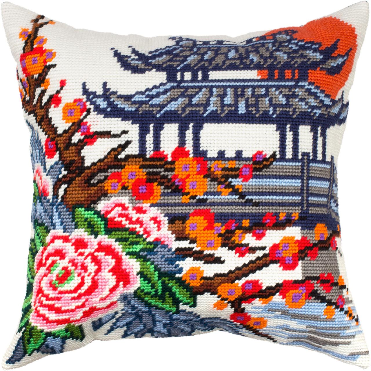 Набір для вишивання декоративної подушки Чарівниця Японський сад 40×40 см V-334 SC, код: 7243281