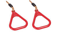 Кольца Акробатические Triangle на веревках для детских площадок красный KBT BT187645 KB, код: 8297113