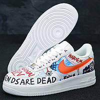 Мужские кроссовки Nike Air Force 1 Low Pauly x Vlone Pop, Найк Еір Форс Влон поп білі з оранжевим