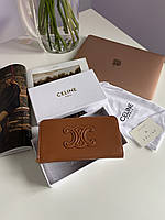 Celine Large Zipped Wallet Cuir Triomphe in Smooth Calfskin Brown 20 х 10 х 3 см Отличное качество