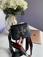 Gucci Lady Web Leather Shoulder Bag Black 21.5 x 17 x 6.5 см Отличное качество