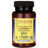 Аргинин Swanson Ultra AjiPure L-Arginine Pharmaceutical Grad 500 mg 60 Veg Caps VK, код: 7566641