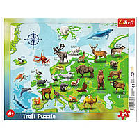 Пазл в рамке Trefl Карта Европы с животными 31341 25 эл. NX, код: 7622228