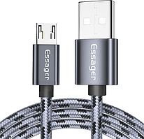 Зарядний кабель Tiger ESSAGER micro USB 2.4 A 1метр SC, код: 8381995