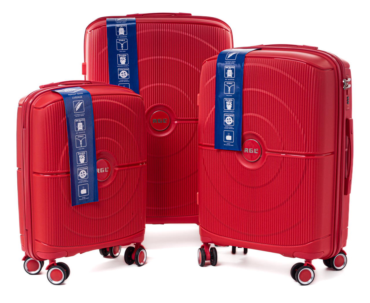 Валіза RGL PP4 Поліпропілен на 4-х колесах, велика (L) червона