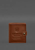 Кожаная обложка-портмоне для военного билета офицера запаса (широкий документ) Светло-коричне QT, код: 8321909