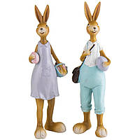 Набор двух декоративных статуэток Easter Bunnies 29х9х7 см Lefard AL219028 QT, код: 8260380