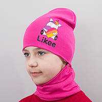 Детская шапка с хомутом КАНТА Likee размер 52-56 розовый (OC-853) BX, код: 6489539