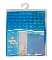 Шторка 3D для ванной комнаты Kornel 180х180 см Голубой PZ, код: 8260497