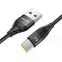 Кабель USLION US0171 USB for Type-C 2 м 6 A 66 Вт Fast Charging Black PS, код: 7672781