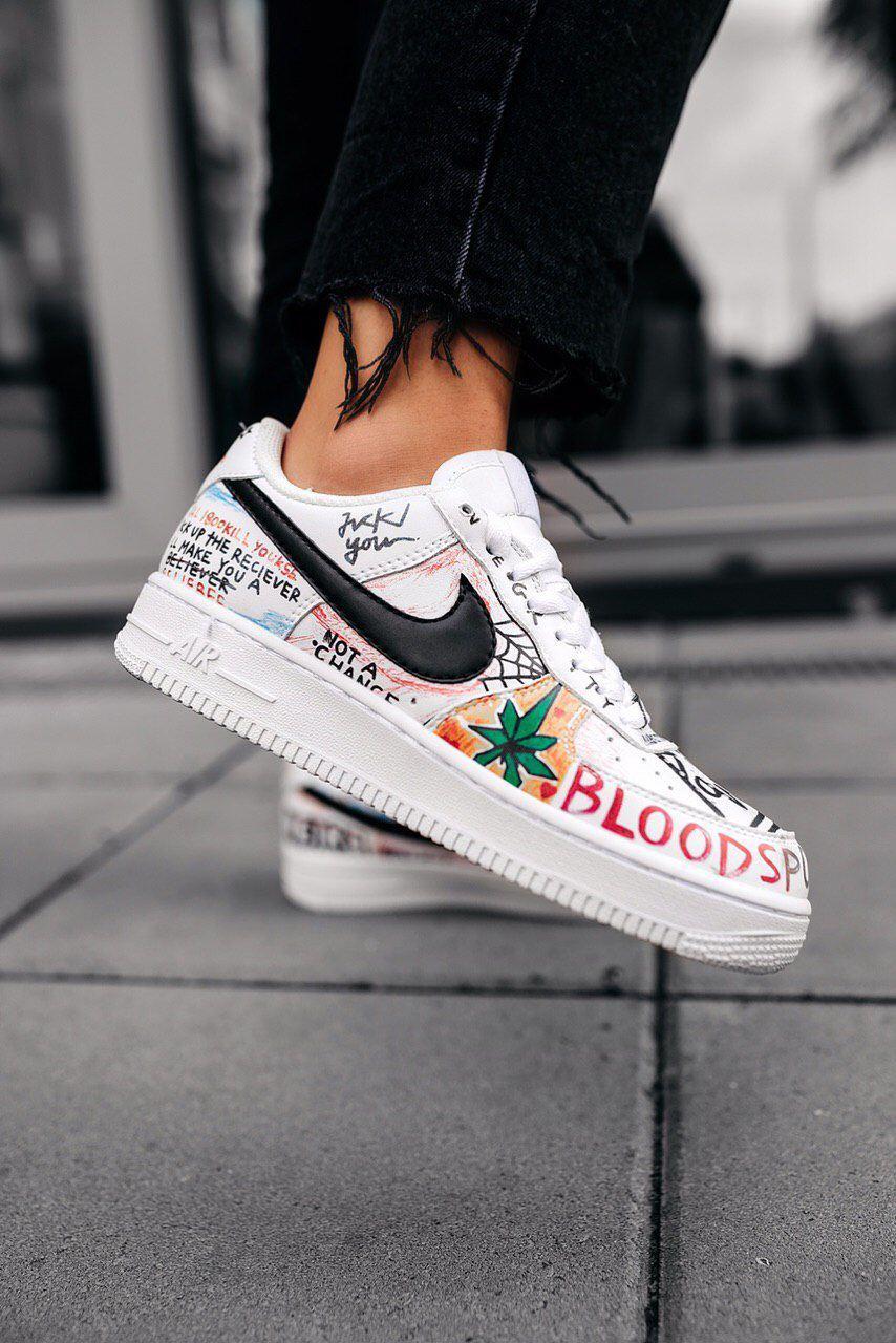 Кроссовки Air Force 1 Low Pauly x Vlone Pop кожа разрисованные Найк Еір Форс 1 Лов Паулі х Влон Поп - фото 4 - id-p2161540434