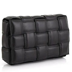 Кросбоді чорне плетена шкіра Firenze Italy F-IT-8707A