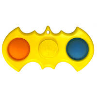 Игрушка антистресс Pop It Жёлтый Спиннер Бэтмен 2 пупырки GG, код: 6588293