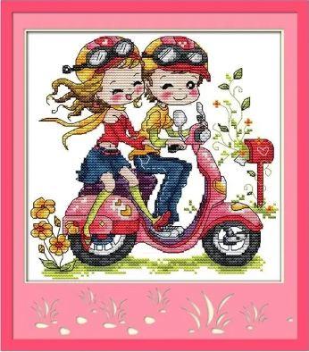 Набір для вишивання за нанесеною на канву схемою "Go for a ride(2)". AIDA 14CT printed 22*22 см