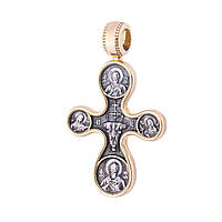 Серебряный православный крестик 132437 Оникс OB, код: 6735703