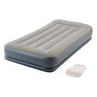 Надувная кровать Intex 64116-2 99 х 191 х 30 см подушка Односпальная Серый NB, код: 7415704