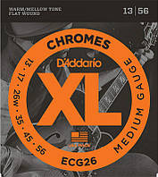 Струны для электрогитары 6 шт D'Addario ECG26 Chromes Flat Wound Medium Electric Strings 13 5 BM, код: 2656592