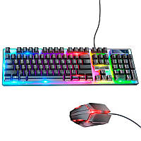 Комплект клавиатура и мышь с подсветкой Combo HOCO Luminous gaming GM18 Black N BM, код: 8076592