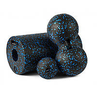 Набор для йоги PowerPlay EPP Foam Roller Set роллер 2 массажных мяча Черно-синий PP_4008 BM, код: 8380721