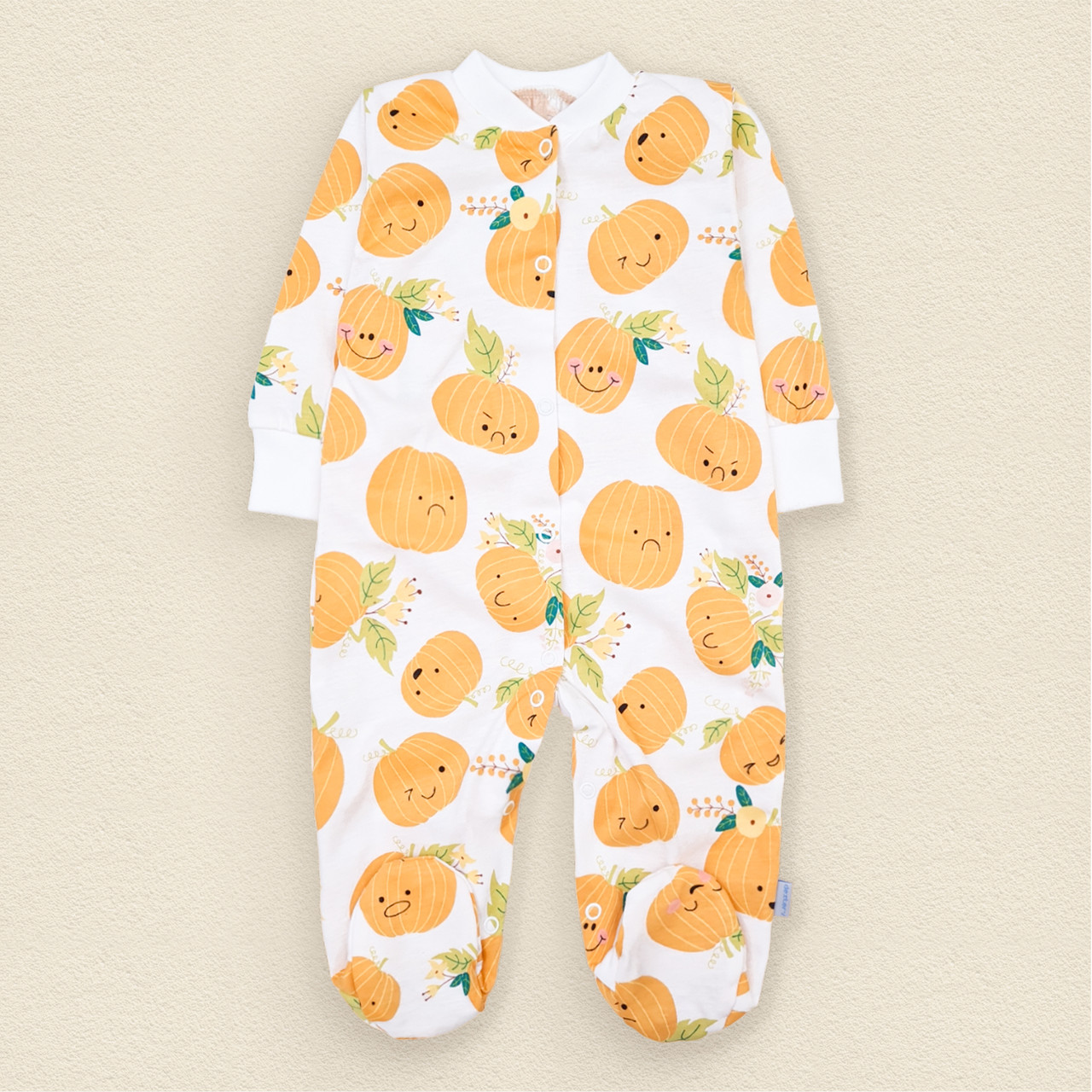 Чоловічок Dexters дитячий з яскравим принтом happy pumpkins 68 см білий оранжевий (131719169080) ML, код: 8335885