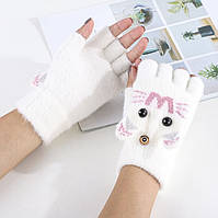 Зимові рукавички без пальців Jsstore Котики Білий SC, код: 7438127
