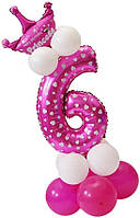 Праздничная цифра 6 UrbanBall из воздушных шаров для девочки Розовый (UB343) TO, код: 2473516