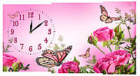 Настенные часы на холсте Декор Карпаты c786 Бабочки на розах (pZhz88724) DH, код: 1224790