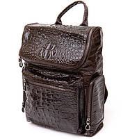 Рюкзак под рептилию кожаный Vintage 20430 Коричневый 30х37,5х9 см BX, код: 6756805