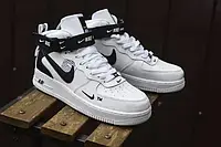 Мужские кроссовки Nike Air Force 1 High 07 LV8, кожа, черно-белый, Найк Еір Форс 1 Хай білі з чорним