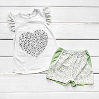Літній комплект для дівчинки Dexters heart з шортами 122 см білий сірий (137792792) UL, код: 8328814