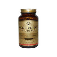 Жир із печінки тріски Solgar Cod Liver Oil Vitamin A D 250 Softgels PZ, код: 7527146