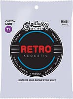 Струны для акустической гитары Martin MM11 Retro Acoustic Guitar Strings Custom Light 11 52 QT, код: 6556535
