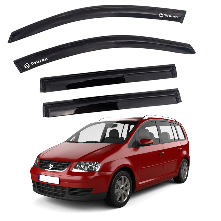 Дефлектори вікон ветровики Volkswagen Touran I 2003-2010 Універсал Скотч 3M Voron Glass, фото 1