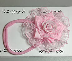 Пов'язка для дівчинки безшовна рожева 0+