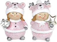 Набор статуэток Девчонка в шапке-мишутке 95х7х13см розовый 2 штуки Bona DP69100 TV, код: 6869755