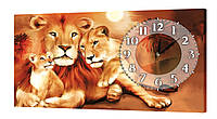 Настенные часы ProfART на холсте 30 x 53 см Семья тигра (K-389_S) DH, код: 1225409