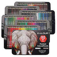 Набір кольорових олівців для малювання KALOUR у металевій коробці 180 кольорів TT, код: 7434474