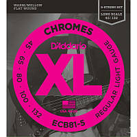 Струны для бас-гитары D'Addario ECB81-5 Chromes Flatwound Regular Light Bass Strings 45 132 UL, код: 6555891