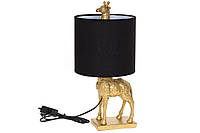 Лампа настільна 42см з декоративною основою Жираф та тканинним абажуром, колір - чорний із золотом